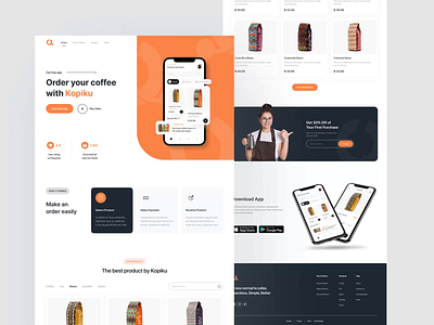 Kopiku - Landing Page Animation animation animation after effects animation design branding coffee design design concept ecommerse landing page motion graphics motion ui shop ui ui animation ui design uiux uiuxdesign ux design web design website