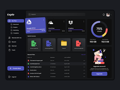UI Dashboard File Manager app design clean ui dark mode dark screen dashboard dashboard design file manager inspiration modern ui ui design ui inspiration