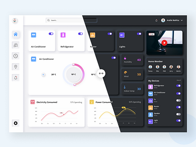 Smart Home - Dashboard admin app clean ui control panel dark app dashboad dashboard ui design devices home interface panel smart device smart home smart home 3d smart home app smarthome uiux ux website design