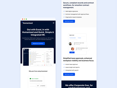 Humanised - Mobile Responsive blue clean hr human resource minimalist mobile version payroll product design responsive responsive web design responsiveweb srilanka uiux web