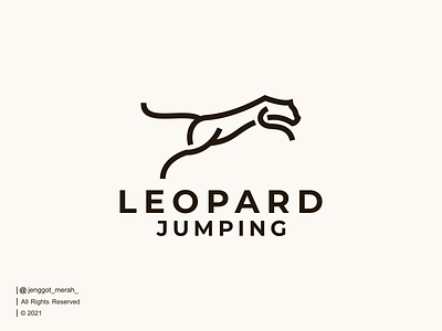 Leopard Jumping Line Art logo Idea branding cougar design emblem feline geometric icon identity illustration jumping leopard line lines logo mark modern panther puma symbol vector