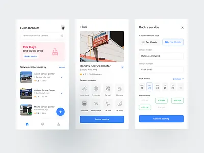 Online service center booking app app ui booking app concept ui design service center ux