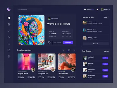 NFT,s Dashboard branding graphic design logo ui