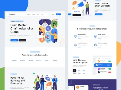 Blockchain Landing Page π€ bitcoin blockchain business character company cryptocurrency currency custom illustration data desktop ethereum icons illustration landing page mobile orely platform pricing trading website