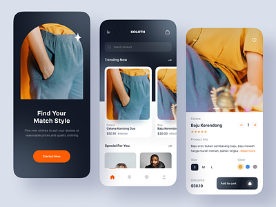 KOLOTH - Fashion Store App app clean clothes design fashion fashion store app fintech flat minimal minimalis minimalist mobile popular store store app t shirt ui ux webdesign white