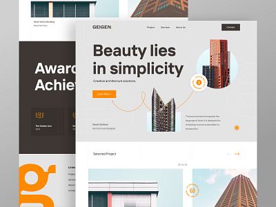 Geigen - Architecture Landing Page apartment architecture building landing page properties property real estate residence ui ui design ux web web design website