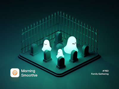 Family Gathering 3d blender blender3d ghost ghosts glow glow in the dark grave graveyard halloween horror illustration isometric isometric illustration minimal night scary spooky