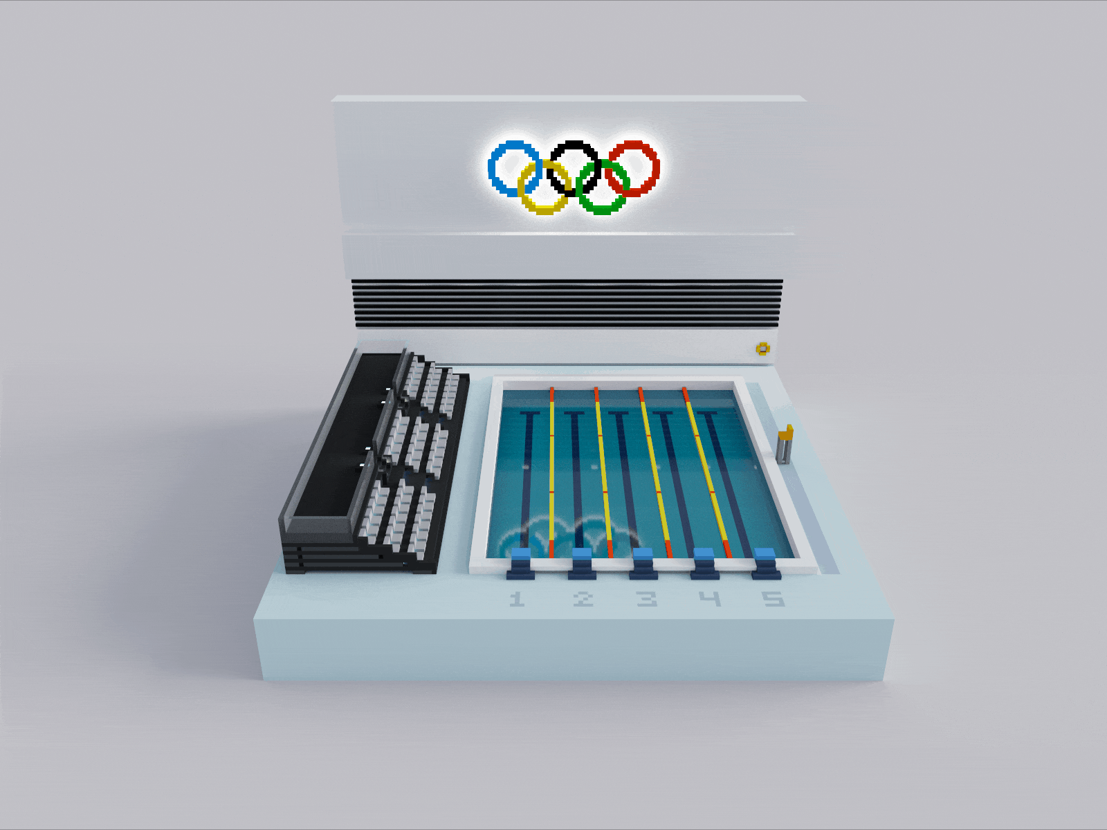 Olympic Aquatic Centre Voxel Art Rotation 3d art 3d model 3d rendering aquatic architecture concept design olympic olympic stadium pool rendering stadium swimming pool voxel voxel art
