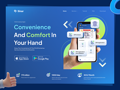 Sinar Driver license header app blue driverlicense header landing page rebranding ui webdesign