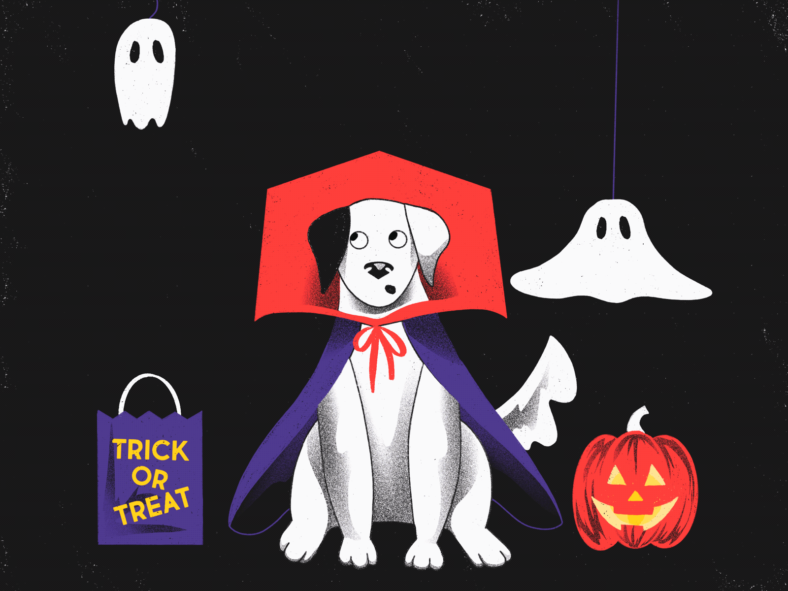 TRICK OR TREAT animation autumn branding business character flat frame by frame halloween hand drawn inktober motion graphics procreate spooky ui