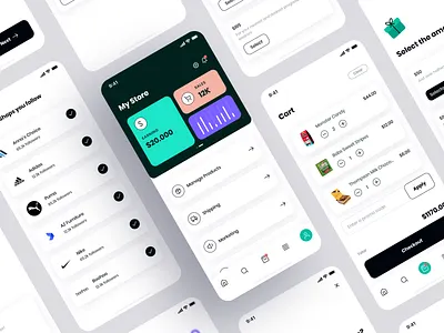 SHOPPER - ECOMMERCE MOBILE APP & WEBSITE analyst bank card clean ui dashboard delivery e commerce ecommerce finance illustration onboarding online shopping order shopping sign in sign up statistic ui design ui kit web design website
