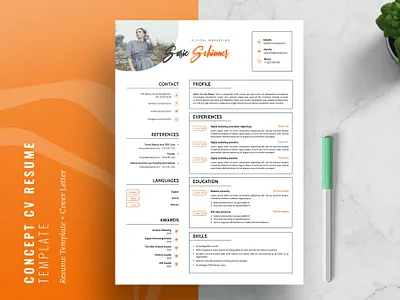 Concept CV Resume Template clean concept cv cover letter cv design cv template design graphic design illustration job minimal modern professional professional clean professional cv resume resume design resume template simple simple cover simple cv