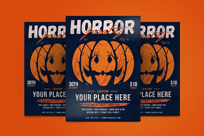 Horror Party Flyer catalog clean design flyer post ghost graphic design halloween halloween flyer halloween post horror illustration indesign magazine print printable scary template thriller treat trick