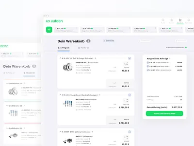 auteon – cart & suppliers – user interface agency automotive branding cart design logo shop software spareparts suppliers ui userfriendly ux web website