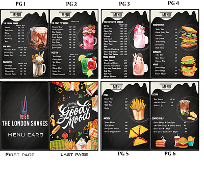 LONDON SHAKES MENU CARD DESIGN branding creative design illustration menucard typography
