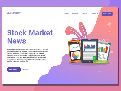 Stock Market - Landing Page app application apps blog branding business design graphic design html illustration landing landing page onboarding technology ui ui design ux ux design web website