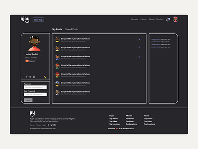 NJOY - Travel Web App | User Page travel web web design