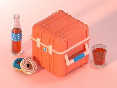Lunchbox. 2/3 3d bottle box case colorful lunch octane