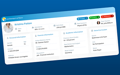 Student Profile Page UI blue clean dailyui school school ui student profile ui user profile web design white