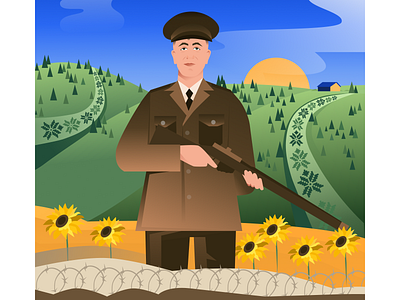 Ukraine in the heart 💛💙 branding create illustration design dribbble graphic design illustration military mountains sun ui ui design ukraine war web web site service