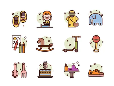 Kindergarten child icons illustration kid kindergarten toys