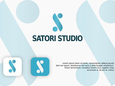 Satori Studio Logo blue branding design fake graphic design icon latter s logo logo design modern presentation vector