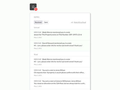 Notes Notifications - Rebound! dashboard internal notes popup ui ux web app