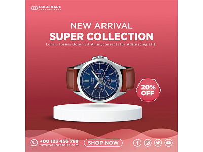 Smart digital stylish watch social media post graphic design