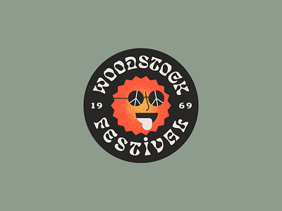 Woodstock badge for WeWander apparel badge branding character design festival font illustration illustrator label lockup logo peace sixties sun type typography vector woodstock