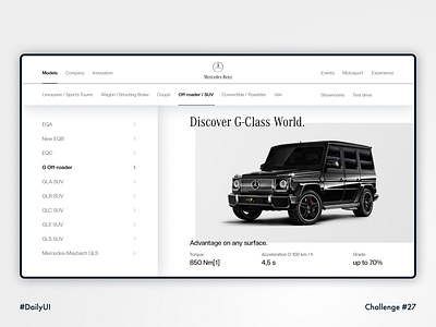 Daily UI 027 • Dropdown 027 100daychallenge branding button clean daily 27 daily ui 27 dailyui dailyuichallenge dropdown interface menu bar mercedes minimal navigation navigation menu product design toggle vehicle white