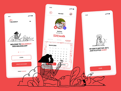 🐕Welcome To Walkabout Dog Walking App 🐾 branding illustration product design ui