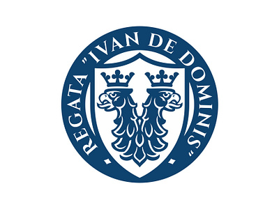 Regata Ivan de Dominis circular logo coat of arms crest logo crown crowned eagle logo eagle logo eagles head logo eagles logo heraldry modern crest modern heraldry regatta royal sea shield logo simple eagle logo t shirt two headed eagle vintage logo