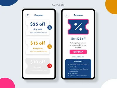 Redeem Coupon 061 app coupon dailyui dailyui061 design discount discounts food app graphic design mobile mobile design redeem coupon ui