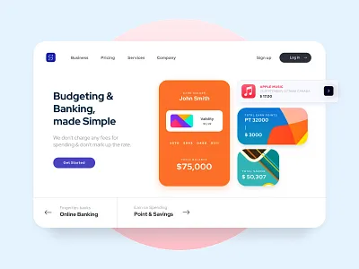 Banking and Savings - Website Design accounts adobe xd banking budgeting colourful credit cards design dubai earn faizan saeed figma mobile design mobile ui payments points savings ui vivid colors web design web ui