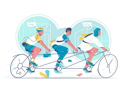 By bike app background branding business cartoon design flat icon illustration internet logo man person technology ui ux vector woman