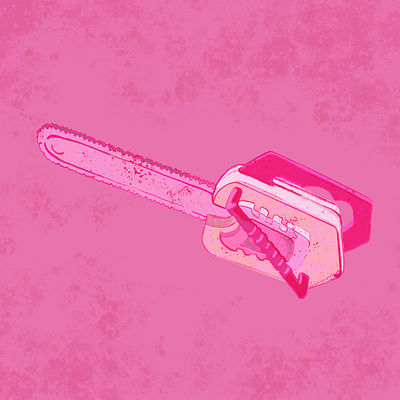 FrightFall2021 Day 14 - Chainsaw chainsaw digital illustration halloween illustration pink procreate toy