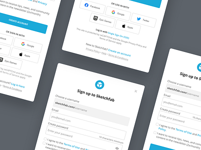 Login & Signup forms design form login popup signup sketchfab ui ux