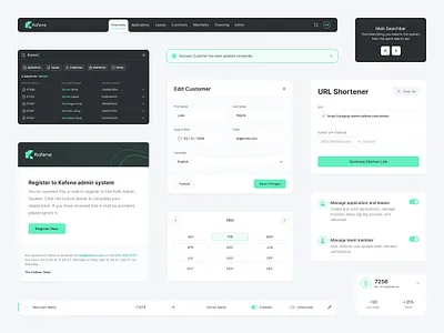 Kafene — Components alerts aplication atoms calendar cards components design design system kafene loans mobile product design searchbar system ui ux web web app webdesign website