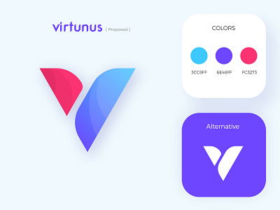 Virtunus Proposed Logo branding design happy illustration logo ui vector