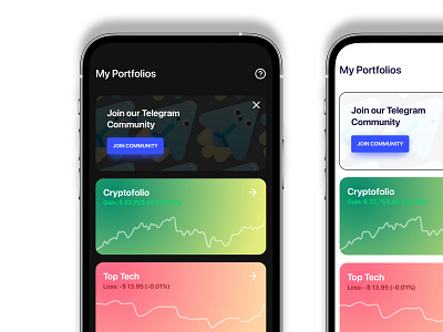 Portfolio Overview Screen app card chart finance gain line loss minimal portfolio ui ux wallet