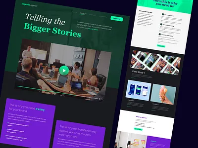 Majestic Agency Landing adobexd agency branding business client work clients concept corporation design desktop figma green landing landing page marketing minimalist ui uidesign ux website