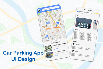 Car Parking App UI Design app bookings car car parking design graphic map parking ui ux