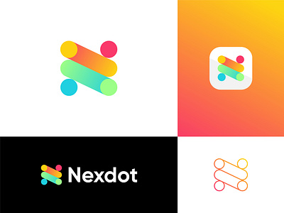 Modern N Letter with Dots abstract logo app icon brand identity branding circle colorful logo dots gradient logo letter logo logo design logo mark logo type mark modern logo n logo startup symbol technology logo trendy logo vector