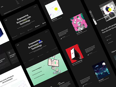 Website design for Development Agency animation branding dark theme dark ui dark website design homepage hybreed illustration menu minimal mockup popular trending typography userinterface ux wearehybreed web animation webdesign