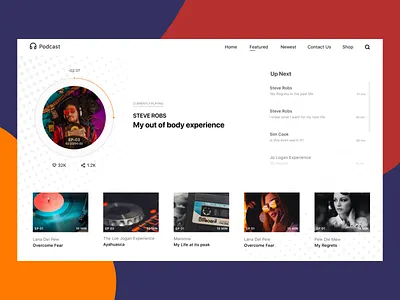 Podcast UI Design Inspiration inspiration landing landingpage listen music podcast ui uiux ux webdesign
