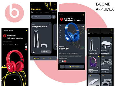 Redesign Beats Wireless Headset Mobile App Screens app ui beats color palette design headset mobile app new ui ux wireless