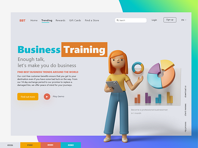 Business Training Landing Page UI 3d business color palette design illustration landing page new training ui uiux web website