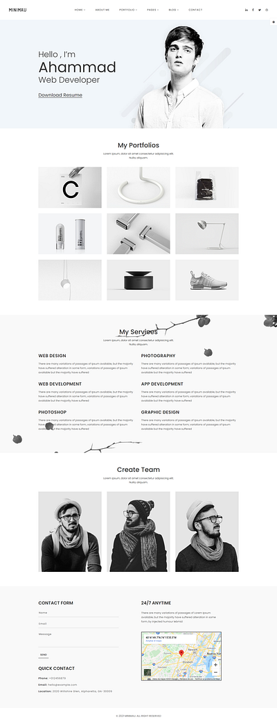 Minimau - React Portfolio Template multi purpose react js template react minimal portfolio template react portfolio template responsive portfolio template