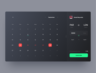 T-Ket app (Calendar view) appdesign calendar concept design minimal ticket ticket app travel travel app ui uidesign userinterface web