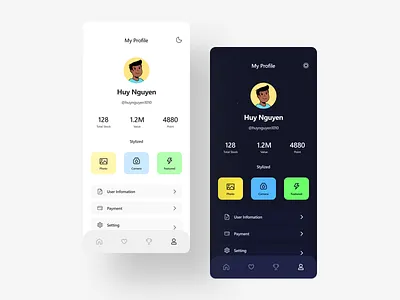 Profile clean with dark mode app clean dailyui design ui ux
